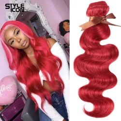 Stylricon Red Body Wave Bundles 8-28 Inch Red Hair Weaving 3 or 4 Bundle Deals Remy Colorful Human Hair Extensions