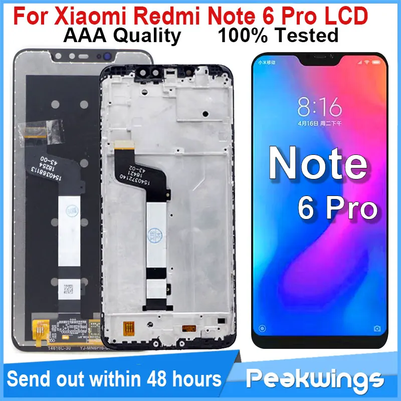 ЖК-дисплей AAA + для Xiaomi Redmi Note 6 Pro ЖК-экран с сенсорным экраном в сборе рамкой LCD |