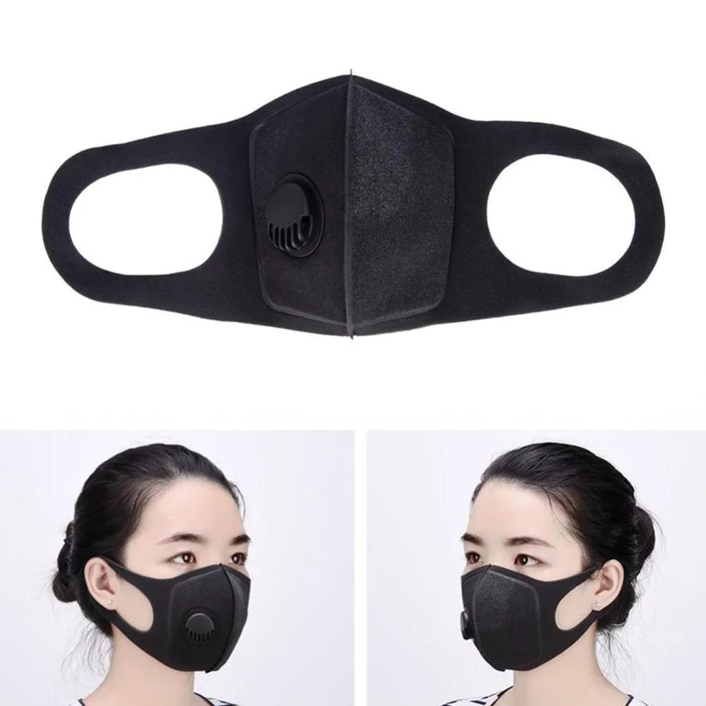 Мужская и женская противопылевая маска против РМ2, 5 загрязнения лица, рот, респиратор, черная дышащая маска с клапаном, 3D маска для рта