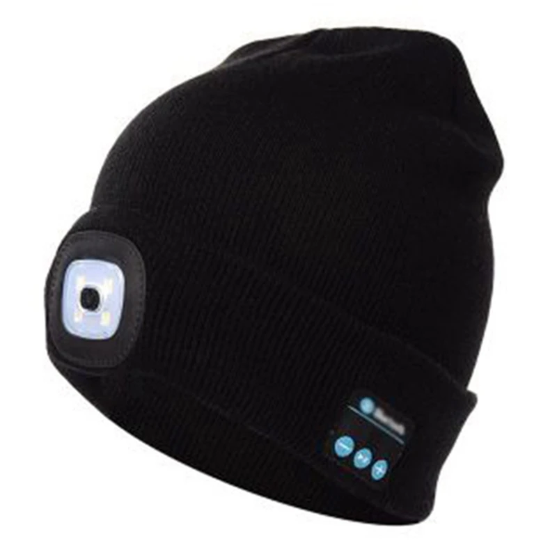 Зимняя шапка, беспроводная, Bluetooth V5.0, смарт-шапка, наушники, гарнитура с 4 светодиодами, светильник, Handfree, музыкальные наушники, новинка, шапка