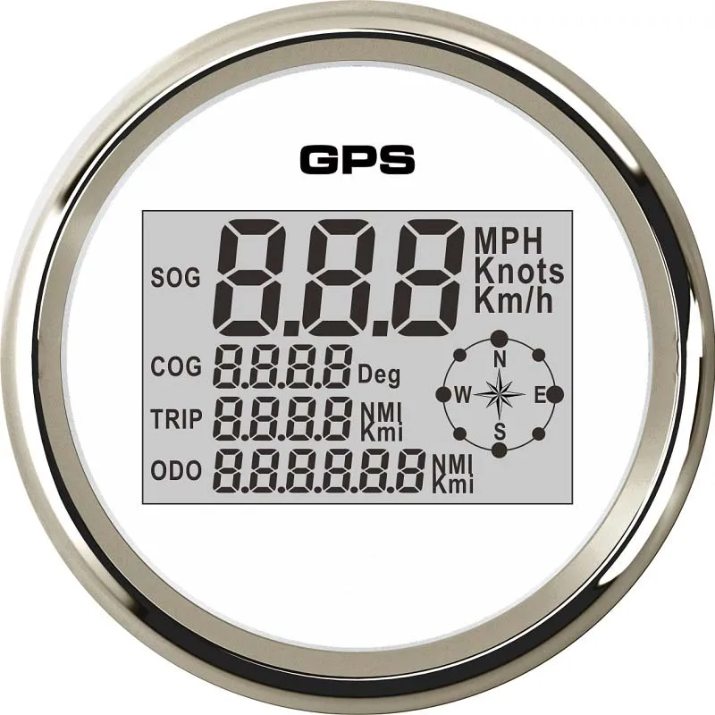 Новая лодка автомобиль 85 мм Цифровой gps Спидометр Одометр 0-999 узлов км/ч mph 12 В/24 В с 8 цветов подсветка яхта судно мотоцикл - Цвет: WS