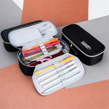 

Simple Canvas Pen Bag Large Capacity Password Lock Portable Stationery Bag convenient accessories for office school supplies
