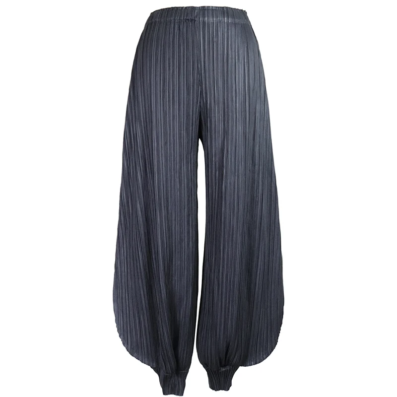 Черный Miyake fold классические knicker расклешенные брюки европейские американские африканцы широкие ноги Высокая талия брюки для отдыха женская одежда TP5025 - Цвет: Черный