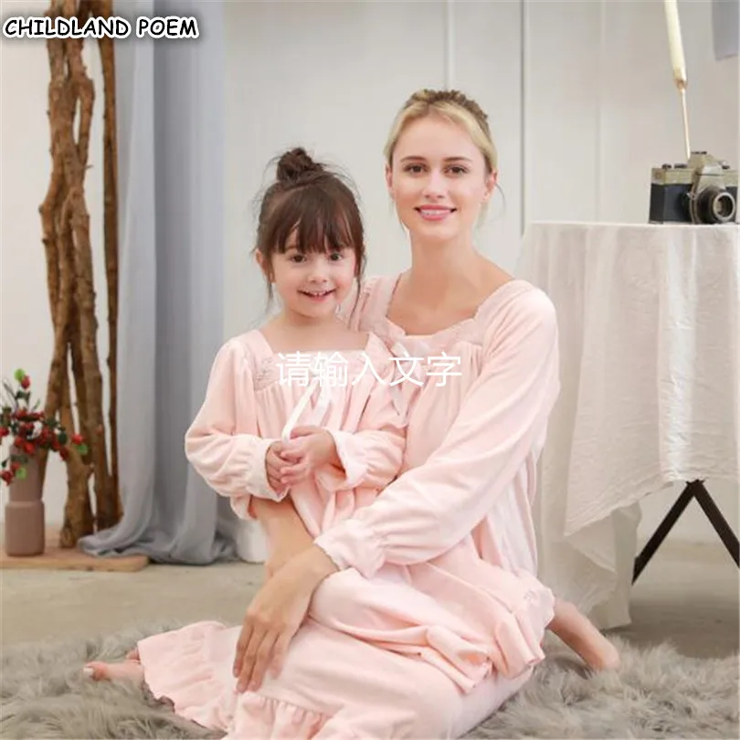 Платья для мамы и дочки; Одинаковая одежда для семьи; пижамы «Мама и я»; одежда для сна; кружевная хлопковая одежда для сна для мамы и дочки