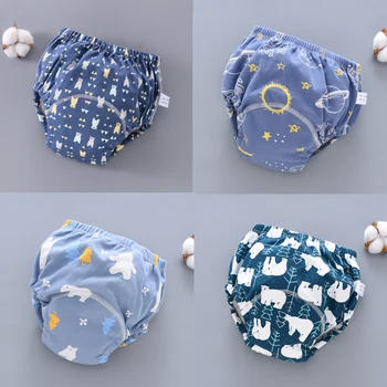 6 Layer Waterproof Reusable Cotton Baby Training Pants Infant Shorts Underwear Cloth Baby Diaper Nappies Panties Nappy Changing 1