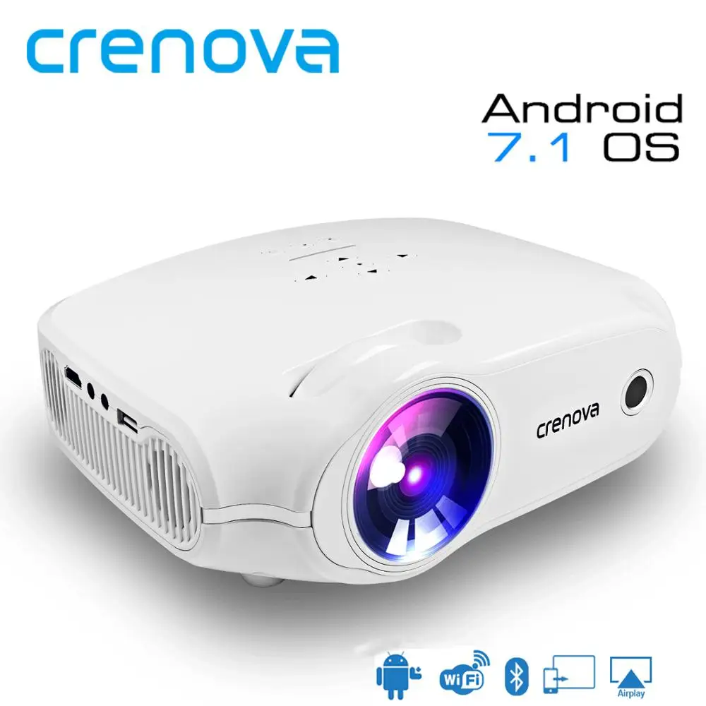 

CRENOVA XPE498 The Best Sale Android 7.1 OS 3200 Lumens Brightness Video Projecto With WIFI Bluetooth Home Cinema Movie Beamer