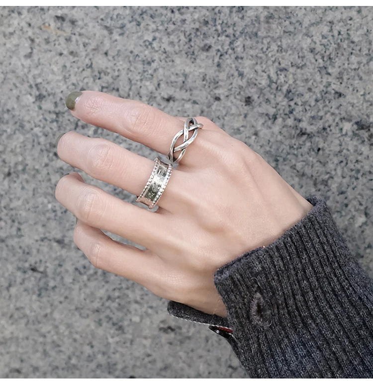 DIEERLAN Bijoux личность 925 пробы серебряный крест кольца для женщин Свадебные украшения регулируемый античный перстень Anillos