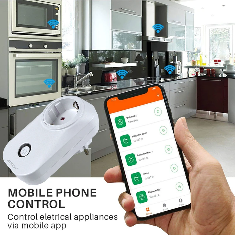 ACCKIP Европейская штепсельная вилка WiFi умная розетка управление голосом настройка