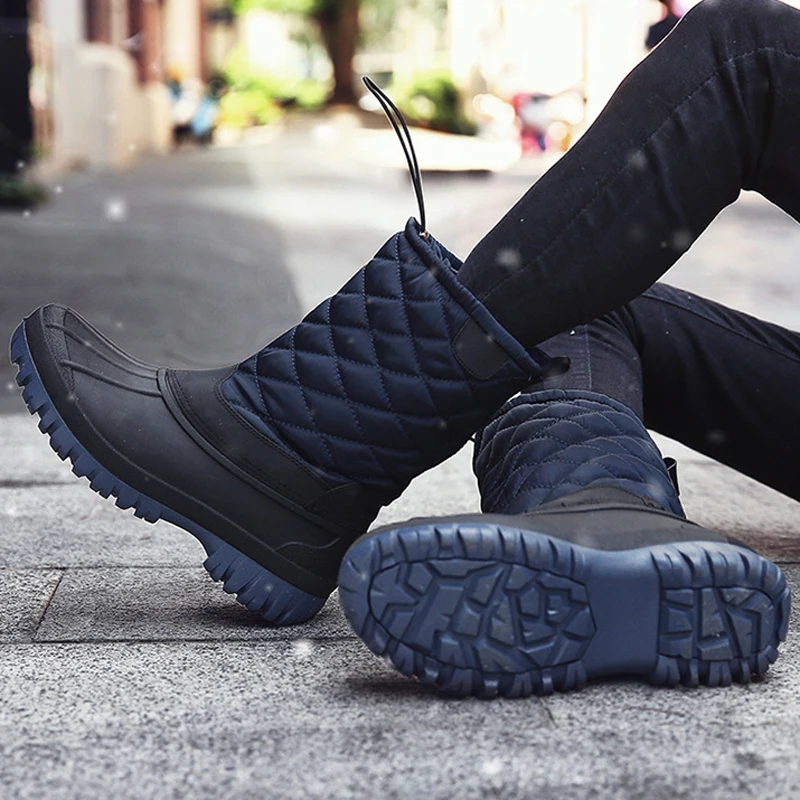 

Winter Snow Boots Women Warm Plush Waterproof Mid Calf Rain Boots Platform Ladies Slip On Femal Shoes XWX7455
