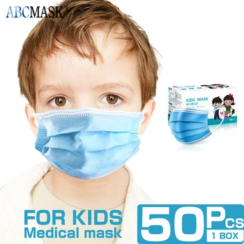 

50 pcs Children's Mask Disposable Protective Medical Face Masks Anti-bacterial Dustproof Mouth Mask for Kids Health Elastic Mask