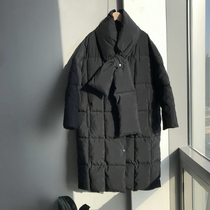 CamKemsey, зимние длинные парки, пальто для женщин, Harajuku, воротник с нагрудником, толстый теплый пуховик, хлопок, ватник, большие, длинные пальто