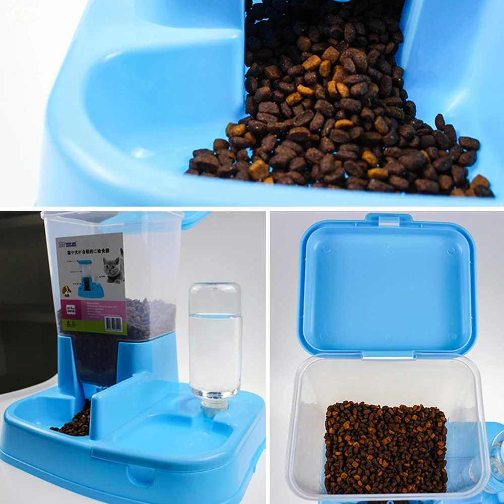 Multifunction 2In1 Pet Automatic Feeder Dispenser Dog Cat Drinking Feeding Bowl Dog Water Bottle Large Capacity Food Container