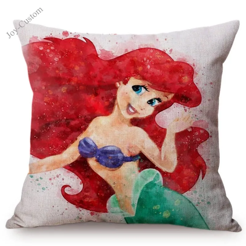 Fairy Tale Snow White Princess Printed Cushion Cover Mermaid Ariel Rapunzel Home Decorative Sofa Car Chair Throw Pillow Case |