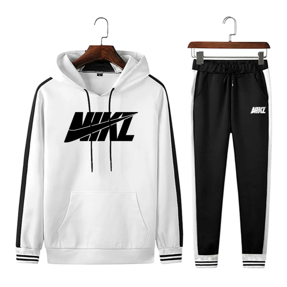 

2020 New Striped Tracksuit Men's Printing Sets Casual Sports Suit Spring Autumn Men Sportswear Zipper Hoodie+Pants Training Suit
