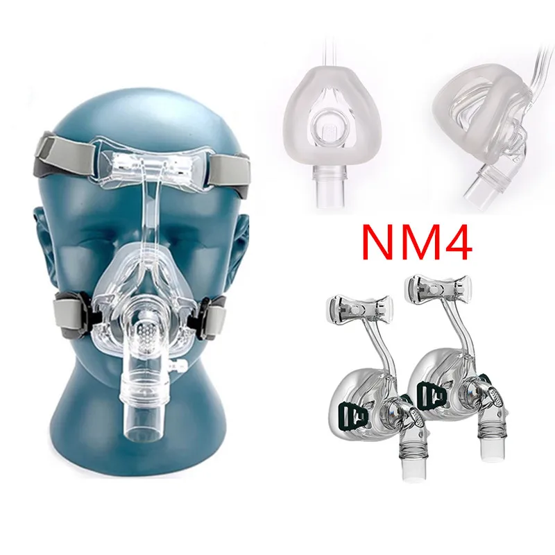 NM4 Маска на все лицо CPAP Авто CPAP BiPAP маска с бесплатным головным убором Белый s m l для апноэ сна OSAS храп людей - Цвет: NM4
