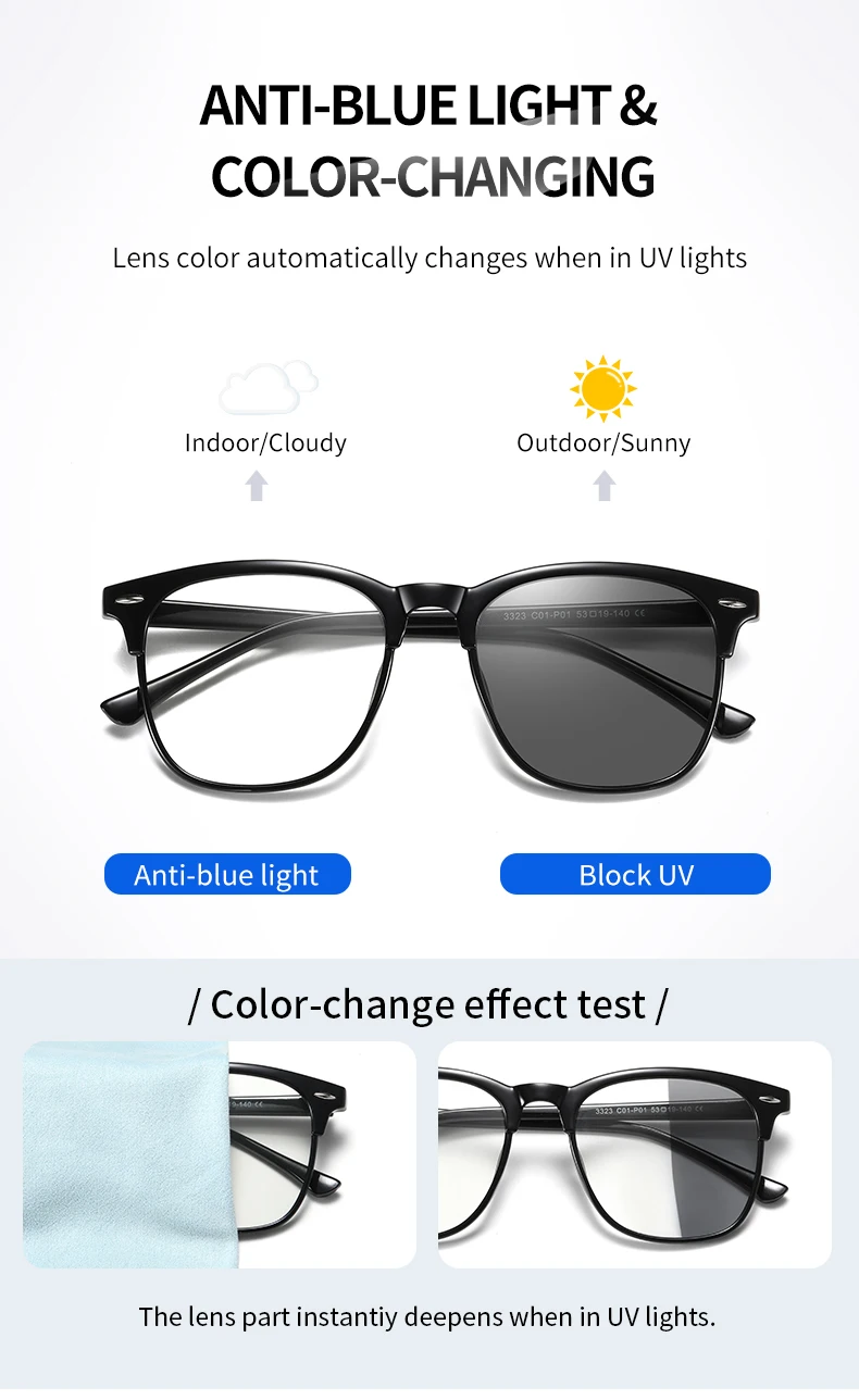 OH EVOL 2021 Retro Photochromic Lens Anti Blue Light Sunglasses Optical Glasses For Men Lady Goggle Block UV Glass Oculs blue light filter glasses