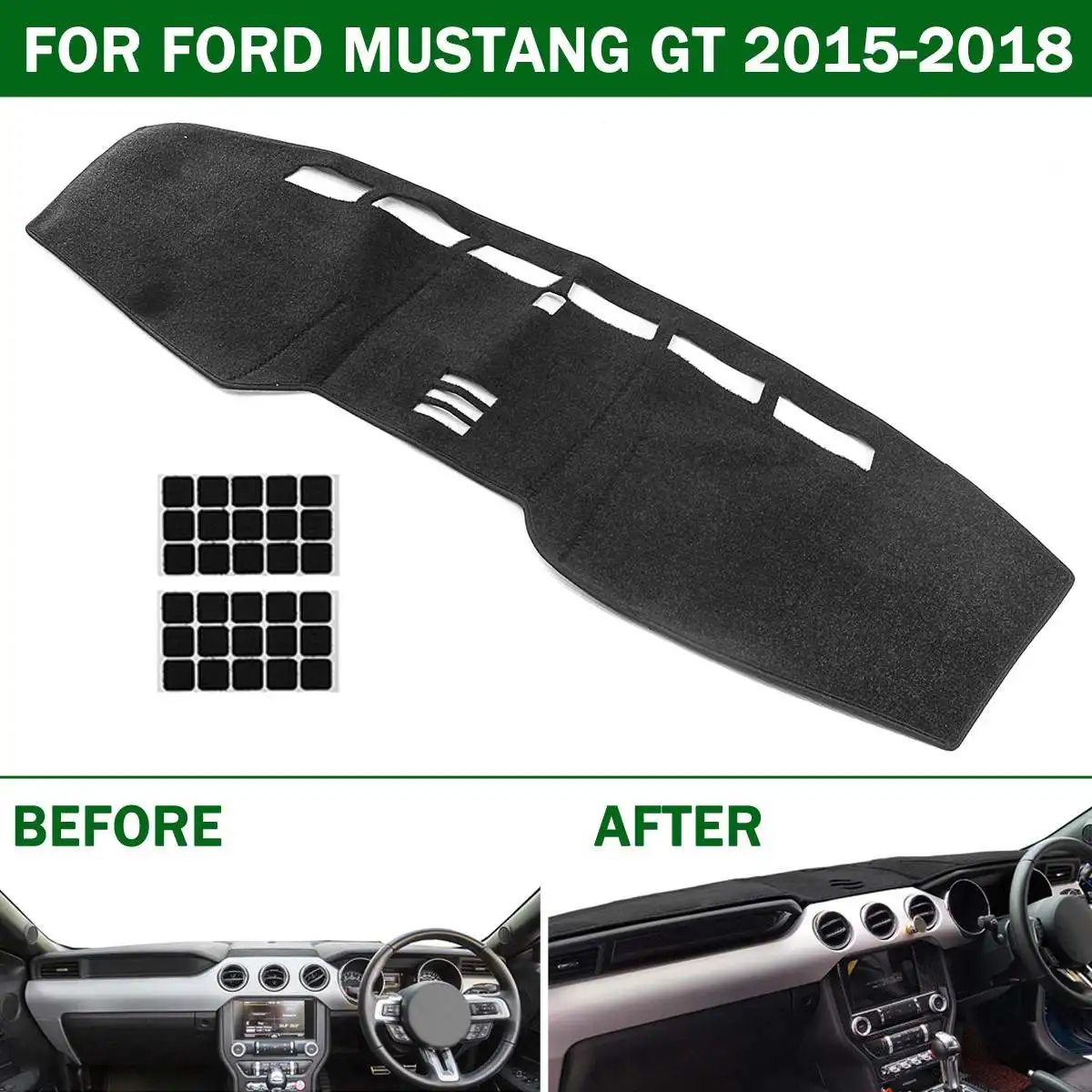 

Black Car Dashmat Dashboard Mat Dash Board Cover Pad for Ford for Mustang GT 2015-2017 for Right Hand Drive