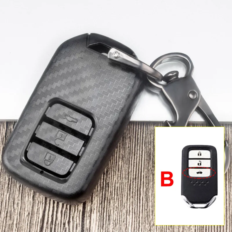 Чехол для ключей автомобиля из АБС карбонового волокна для Honda Civic Accord 9 HRV CRV Vezel Jazz Freed Pilot Fit Odyssey - Название цвета: B