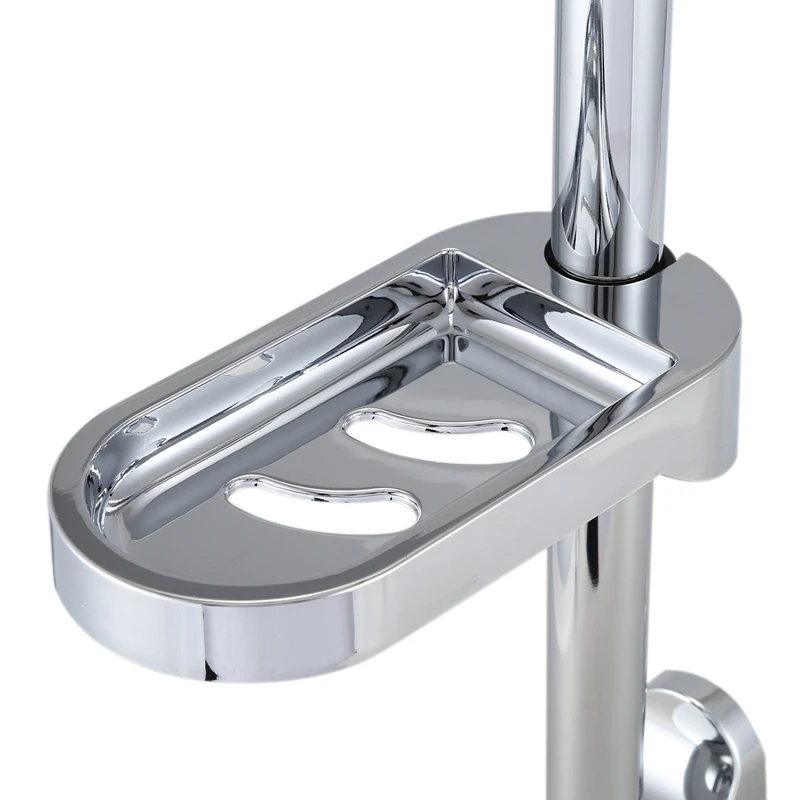 Shower Rod Shower Head Bracket Stainless Steel Liftable Handheld Shower Bracket with Soap Box