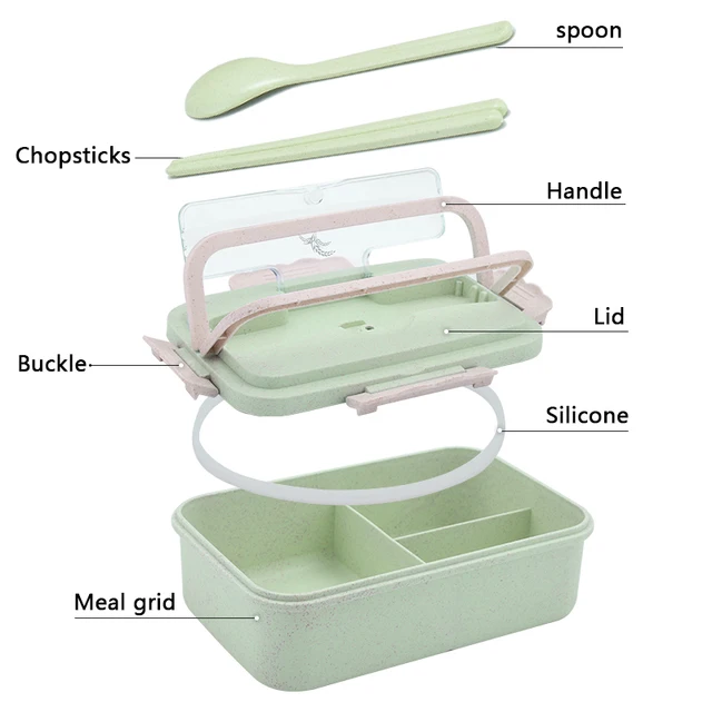 Lunch Box, 3 Compartment Sealed Bento Box and Cutlery Set Lunch Boxes for Kid Adult, Suitable for Microwave and Dishwasher 3