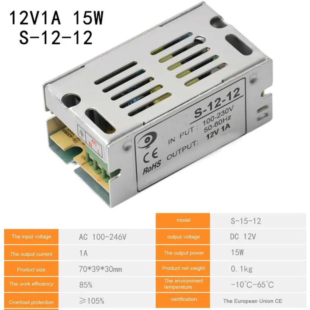 Switching Power Supply DC12V 6A 8.5A 10A 12.5A 15A 16.5A 20A 25A 30A 33A 40A 60A AC 220V to DC 12 Volts for 12V LED Strip