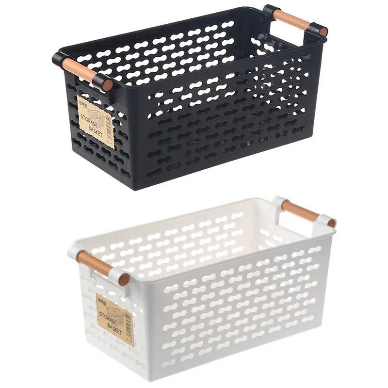 Пластиковая настольная корзина для хранения, прямоугольная портативная коробка для хранения ванной, корзина для кухонного мусора, многофункциональные корзины черного цвета