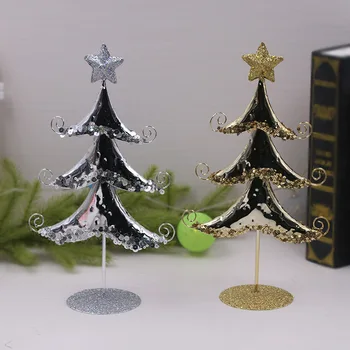 

Wholesale 2 Pcs/Set Christmas New Year Creative Mini Tree Wrought iron Simulation Shop window decoration supplies natal navidad