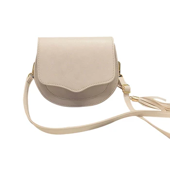 

2020 New Ladies Fashion Adjustable Strap Solid Color Crossbody Bag Women Leather Tassel Decoration Wear-resistant Shoulder Bag