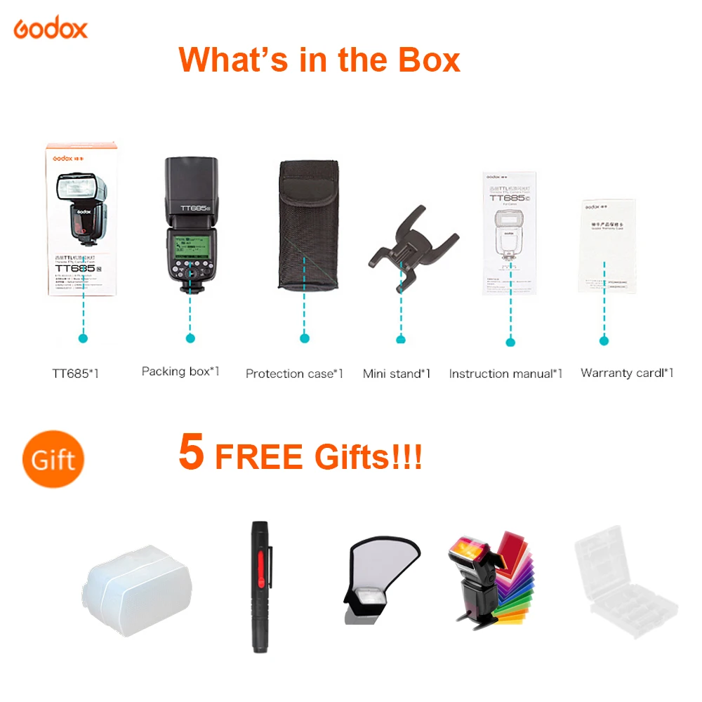 Godox TT685 TT685C TT685N TT685S TT685F TT685O Flash TTL HSS Camera Flash speedlite for Canon Nikon Sony Fuji Olympus Cameras