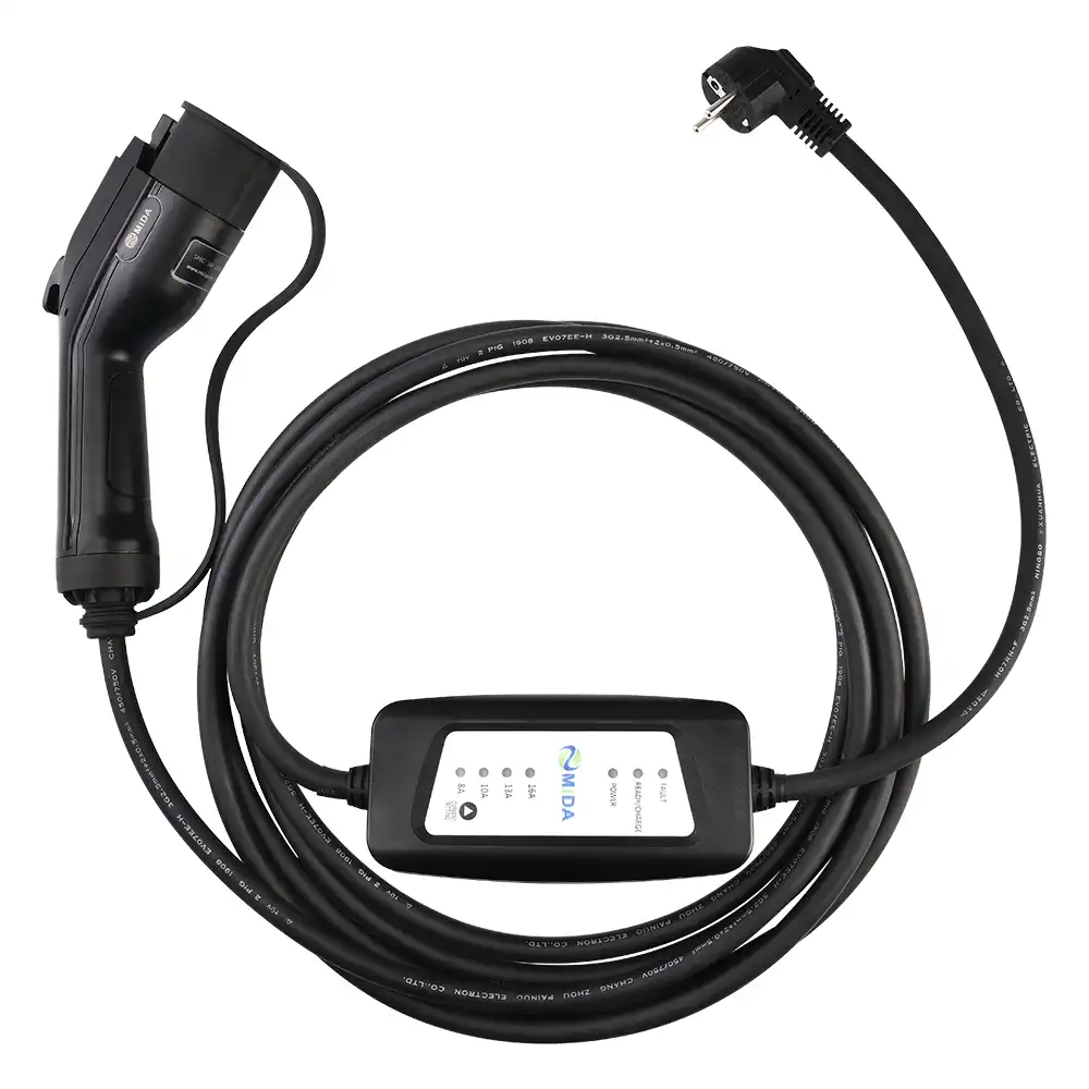 Duosida EV Charger EVSE 5Meter 16A Type 2 Mennekes EV Plug EU Schuko 