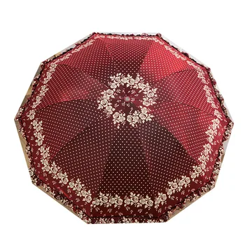

Women's High-End Sunny Rain Umbrella Chameleon Lace Sun Umbrella Folding Dual-Use UV Rain Umbrella sombrillas para lluvia y sol
