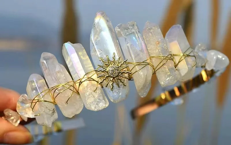 TSBB Kristall-Stirnband Lila Quarz Haarschmuck – Handgefertigte Tiara Für Hochzeiten, Partys & Festivals – Boho-Style