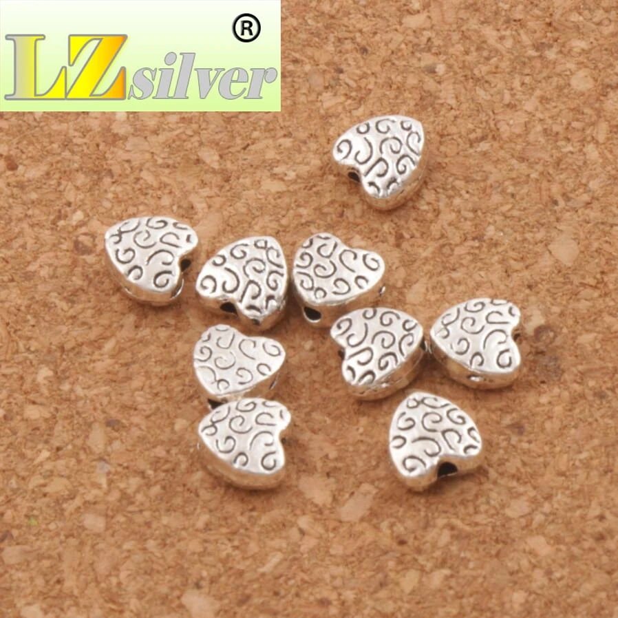Small Flat Round With Swirls Heart Beads 5.9X6.1mm 500pcs zinc alloy Loose Beads Jewelry DIY L1767