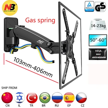 

NB dual Long arm50-60" 14-23kg air press Gas spring F400 full motion Monitor wall bracket LCD PLASMA tv mount lcd holder support