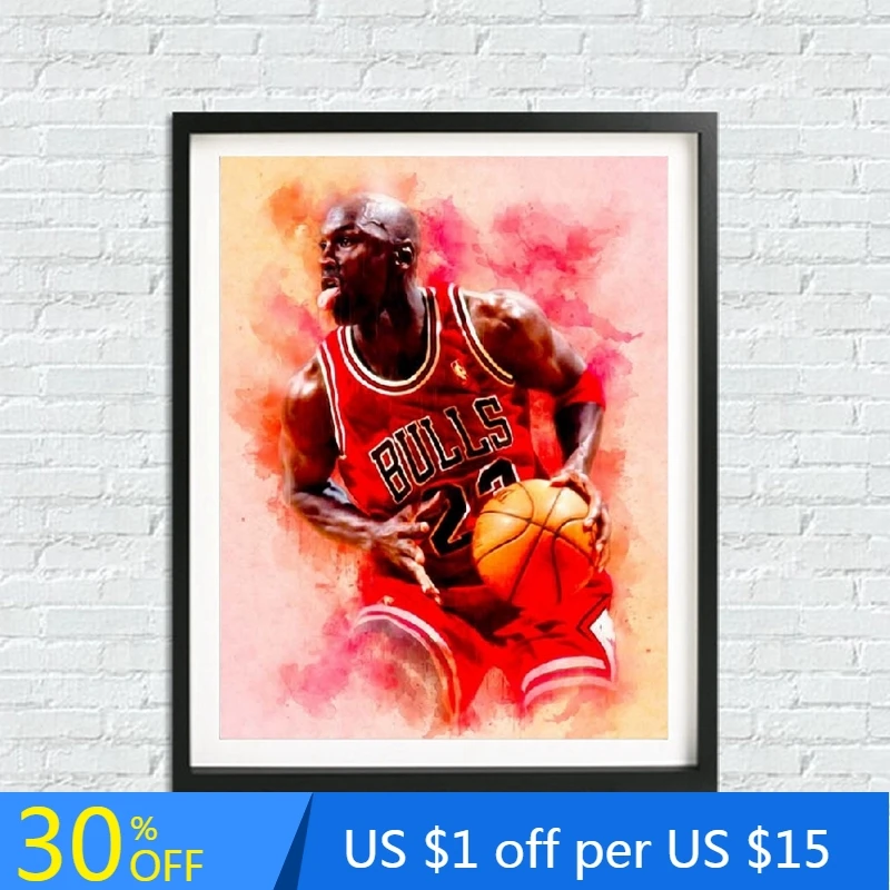 Michael cartel de Jordan cuadro sobre lienzo para pared de baloncesto, imagen  de acuarela hecha a mano, impresión moderna de pared de la habitación del  hogar, decoración|Pintura y caligrafía| - AliExpress