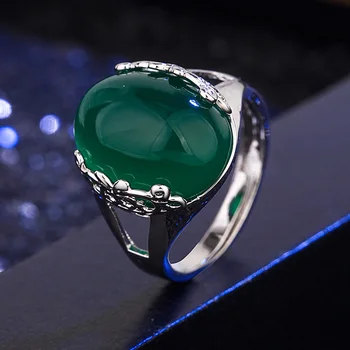 

100% 925 Sterling Silver Ring for Women Men Natural Emerald Gemstone Turquoise Bizuteria Solid Silver 925 Jewelry Emerald Rings
