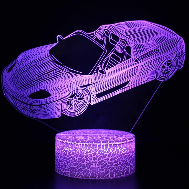 Racing Car 3D LED Illusion Lamp Night Light 7 Colors Dimmable USB Powered  Touch Control for Kids Creative Car Gifts for Boys 2024 - $21.99