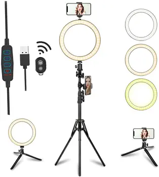 

8inch Vedio Light LED Ring Lamp with Stand USB Plug Photographic Lighting with Cell Phone Holder for YouTube Live Studio