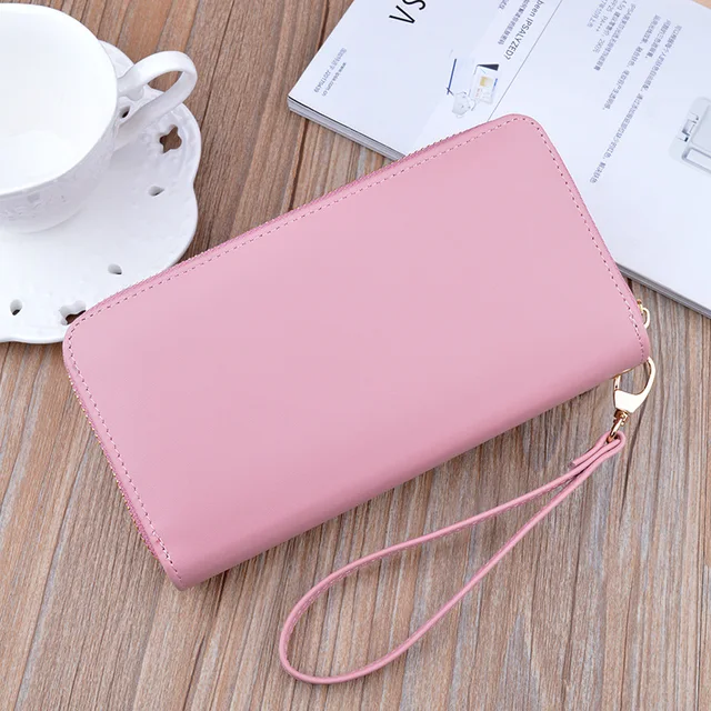 Women wallet long crown double zipper embroidery thread ladies hand wallet multi-card fashion wild mobile phone bag wallets 785