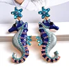 New design Long Seahorse shaped earrings High-quality Metal oiled crystals Drop earring Fashion Jewelry Accessories For Women ► Photo 3/6