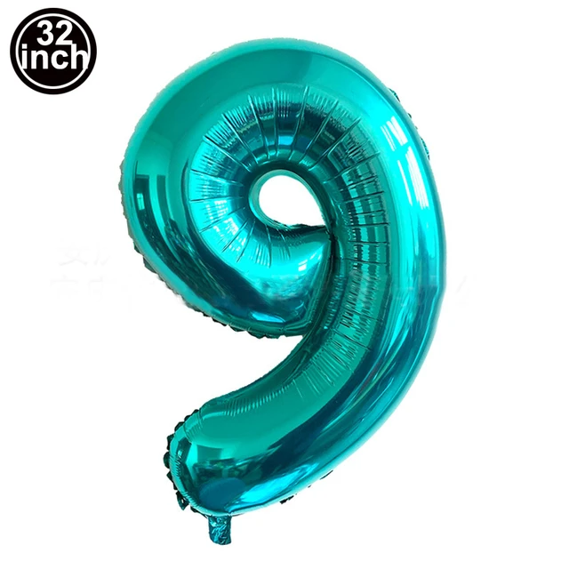 Ballon chiffre couleur or - Numéro 9 - 38 cm