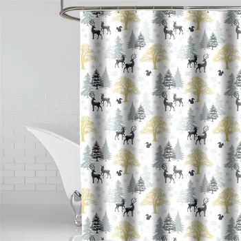 

Waterproof Shower Curtain Forest Deer Bathroom Curtains For Bathtub Polyester Fabric Bath Curtain Bathing Cover Extra Large Wide