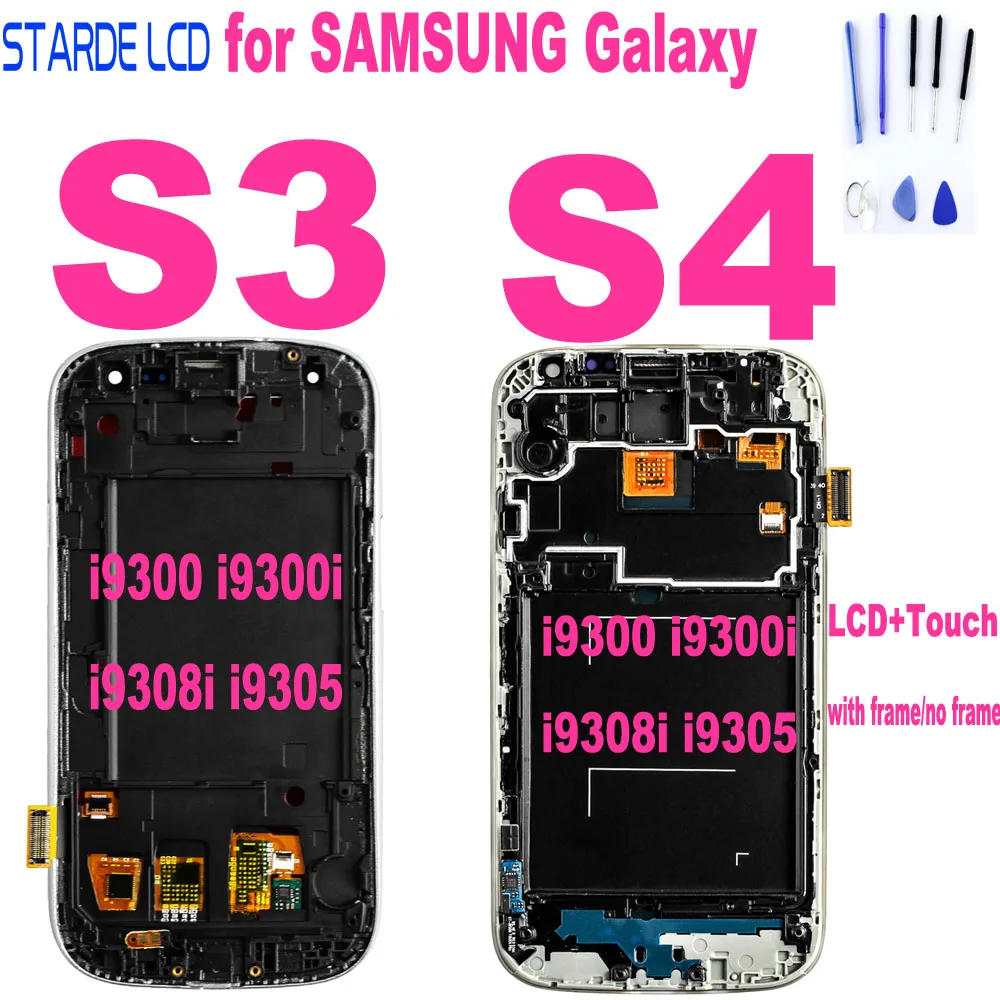 Сенсорный ЖК-дисплей с рамкой для Samsung Galaxy S4 i9505 i9500 i9506 S3 i9300 i9300i i9308i i9305 | Мобильные