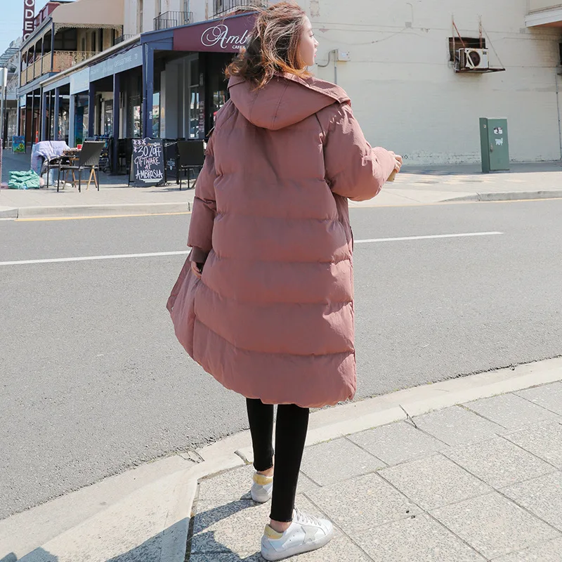 

2018 Winter New Style Korean-style Thick Warm Large Pocket Hooded Mid-length down Jacket Cotton-padded Clothes Women Coat