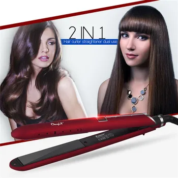 

2 in 1 Negative Ions Ceramic Vapor Hair Straightener Flat Iron Steam Hair Curler Curling Iron LCD Display Hair Styling Tools