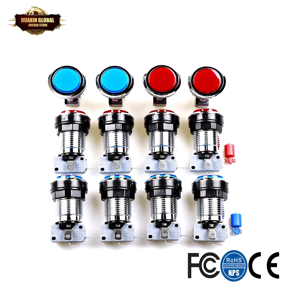 12 шт./лот хром подсветкой Аркада кнопка с выходом 5V Светодиодный светильник и