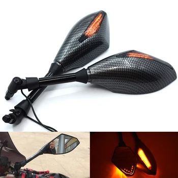 

Universal 10 mm motorcycle LED turn signal rear view mirror For Kawasaki Ninja 500R EX500 650R EX650 ER-6F ER-6N ZX9R
