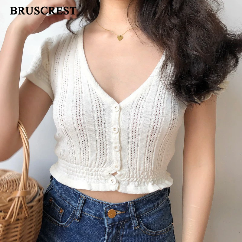 Knit cropped cardigan women Summer 