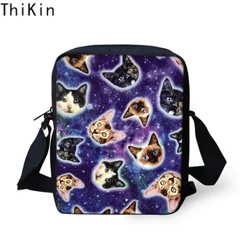 

THIKIN Kids Messenger Bag Cute Galaxy Animal Cat Crossbody Bags for Girls Libary Book Style Mini Shoulder Bag Multifunctional