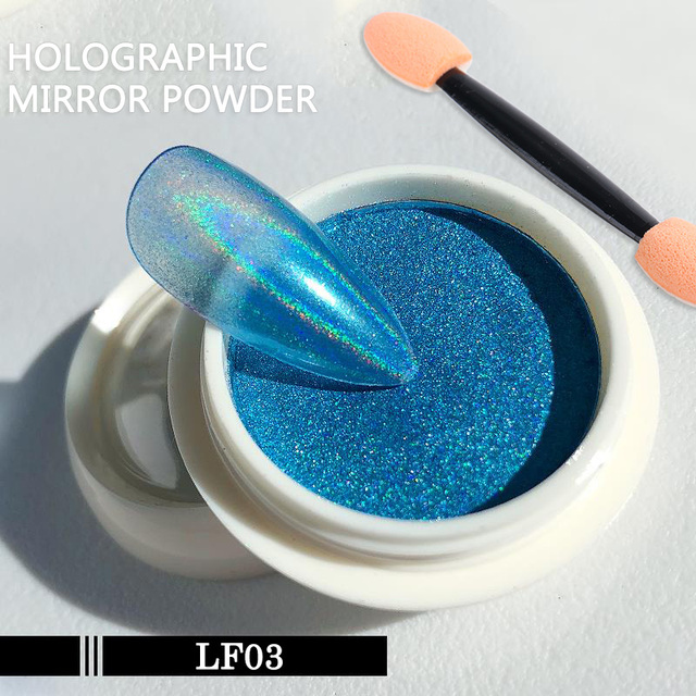 tırnak tozu krom lazer ayna Glitter tasarım tırnak sanat Pigment sürtünme toz gevreği süslemeleri fırça manikür TRLF01-07
